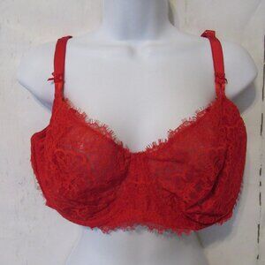 Victorias Secret Bra 42DD Red Lace Push Up Without Padding Underwire Dream Angel